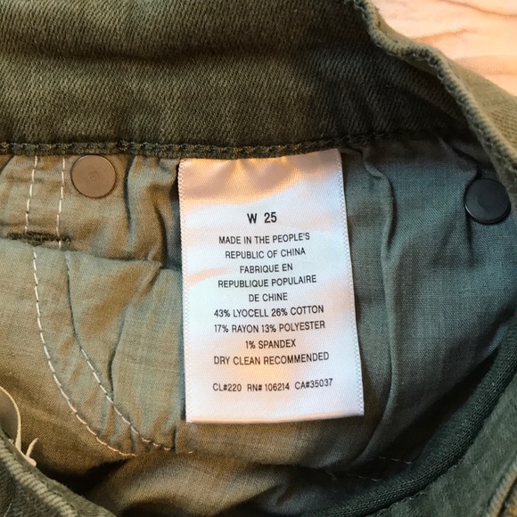 olive green jean shorts with silver buttons - Picture 3 of 3